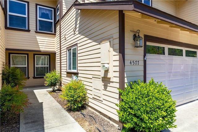 entrance to property with a garage