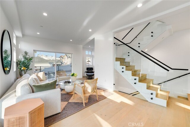 living room featuring light wood-type flooring