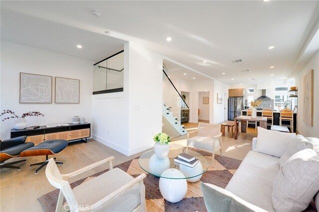 living room featuring light hardwood / wood-style floors