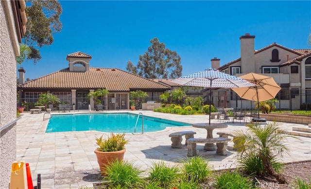 view of pool featuring a patio