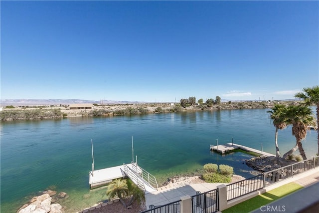 view of dock featuring a water view