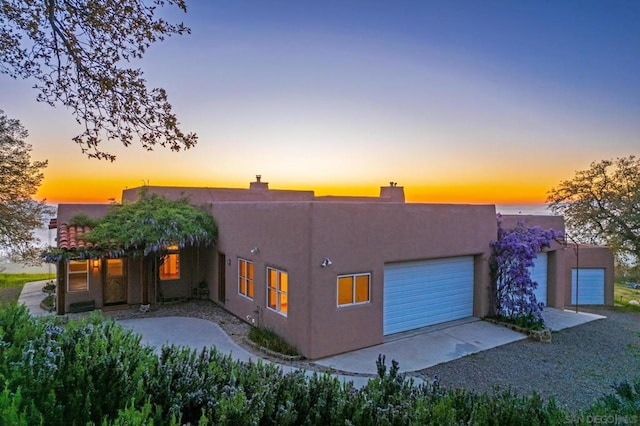 exterior space with a garage