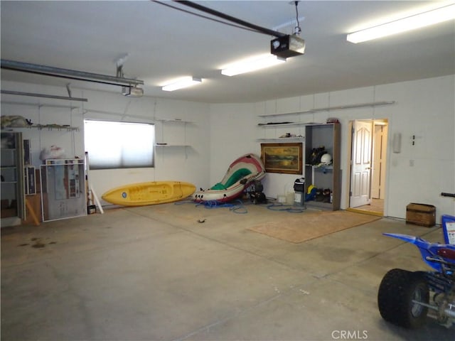 garage with a garage door opener