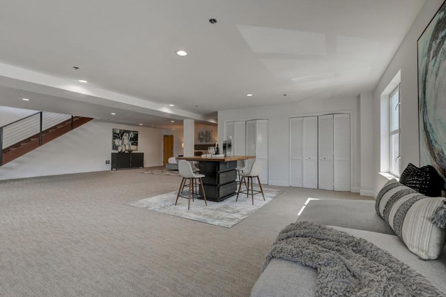 view of carpeted dining space