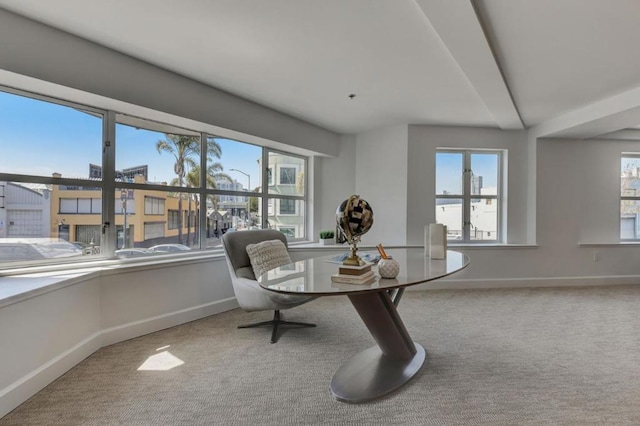 carpeted office space with plenty of natural light