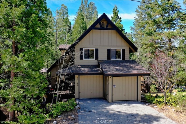 view of front of property with a garage