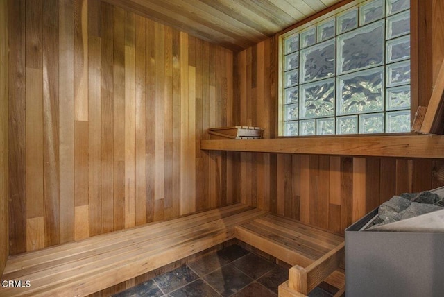 view of sauna / steam room featuring tile floors