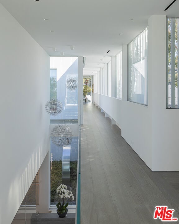 hall with dark hardwood / wood-style flooring