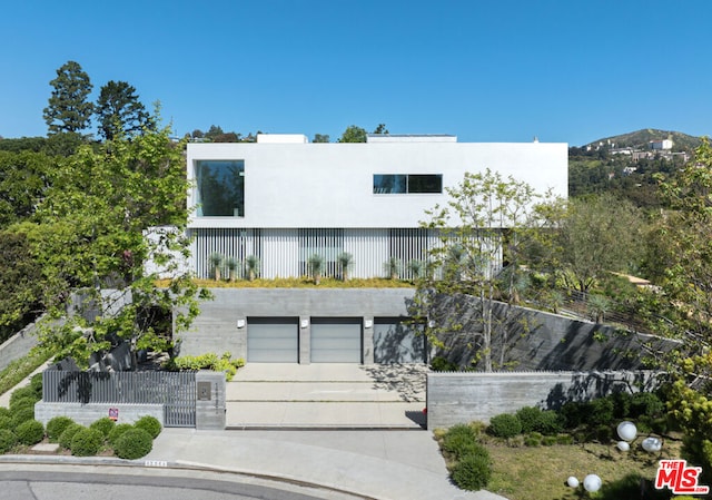 modern home featuring a garage