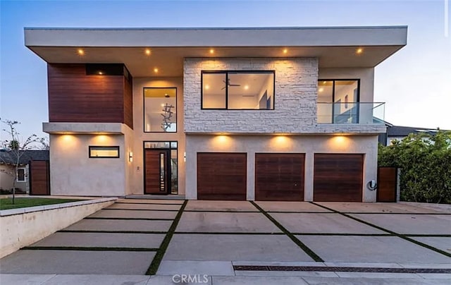 contemporary home featuring a garage