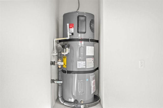 utility room with secured water heater