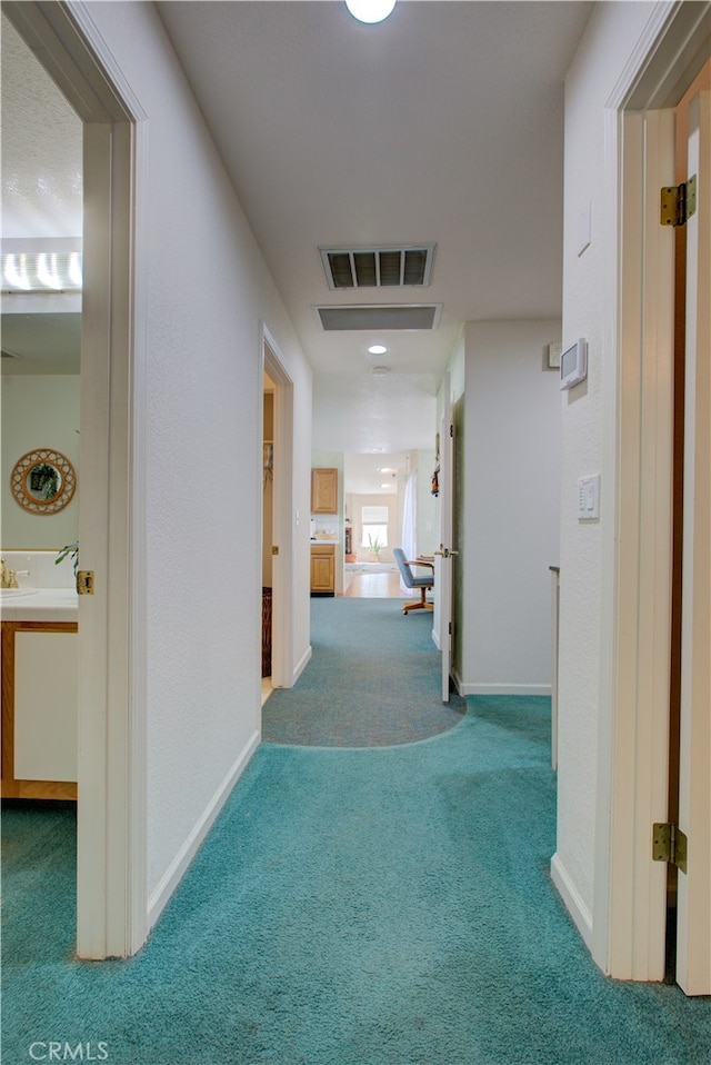 corridor with carpet flooring