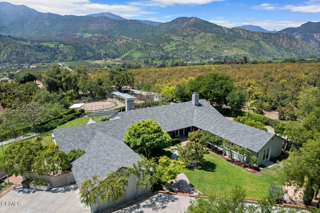 drone / aerial view with a mountain view