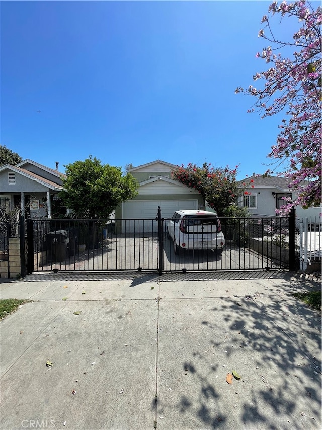 exterior space with a garage