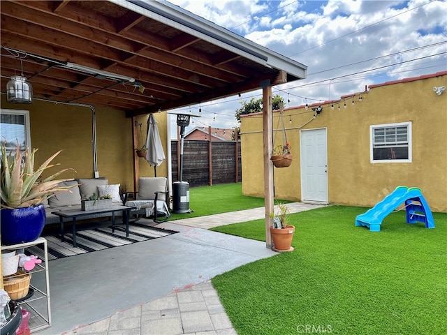 view of patio with an outdoor living space