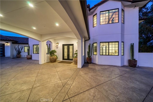 exterior space featuring french doors