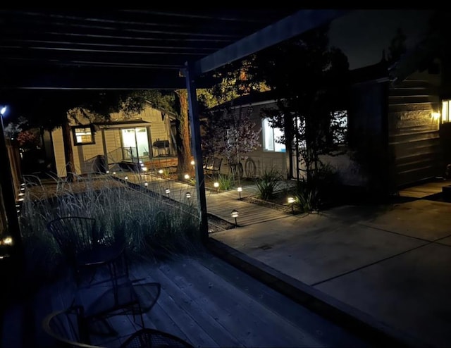 view of patio at twilight