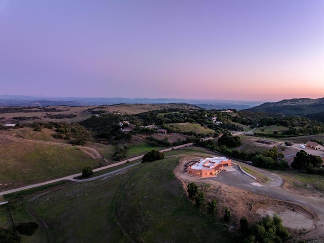 view of aerial view at dusk