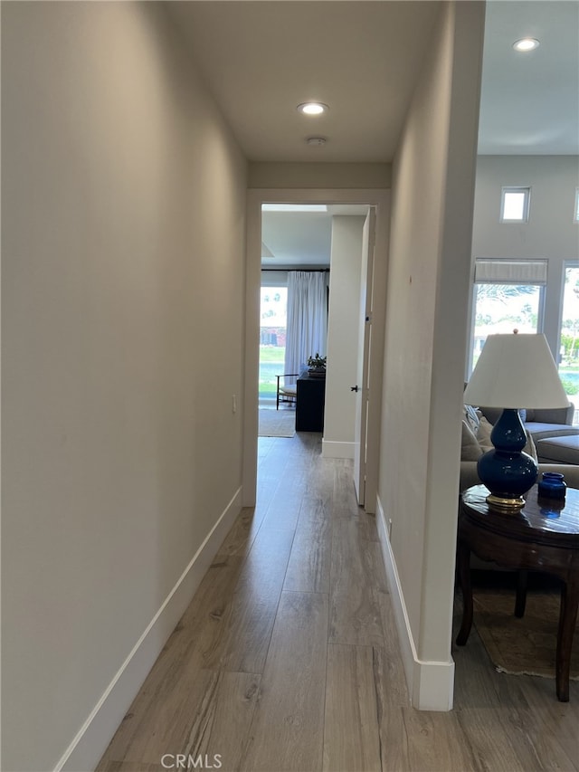 hall featuring light hardwood / wood-style flooring