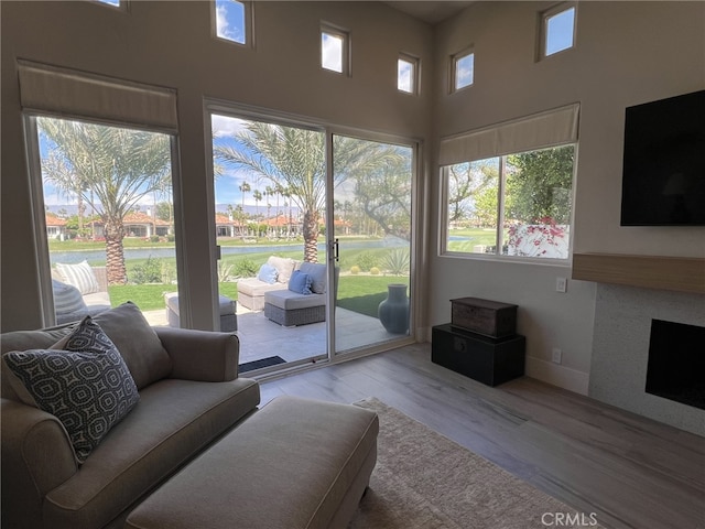 living room featuring light hardwood / wood-style flooring