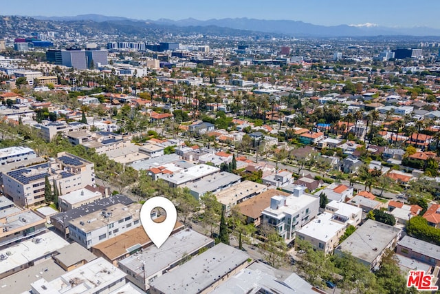 drone / aerial view with a mountain view