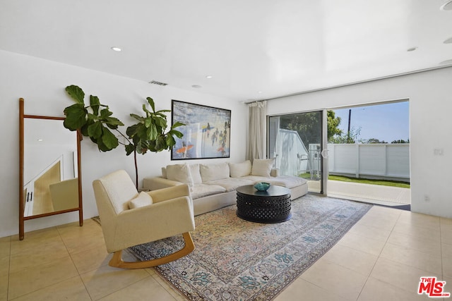 view of tiled living room