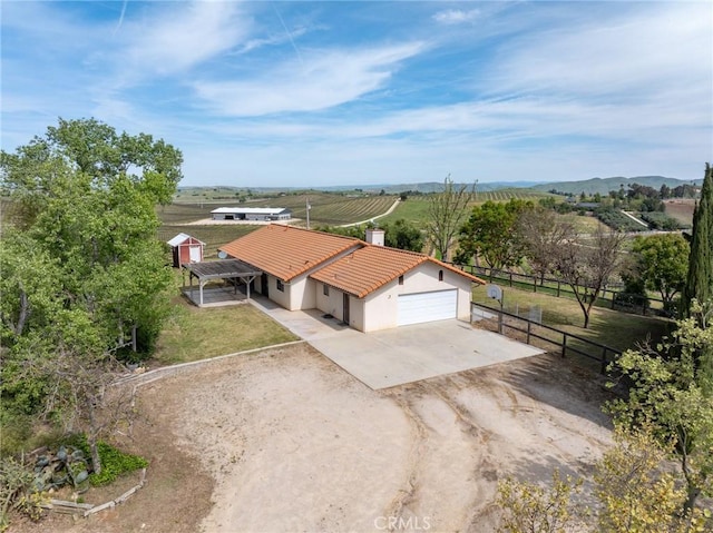 bird's eye view with a rural view