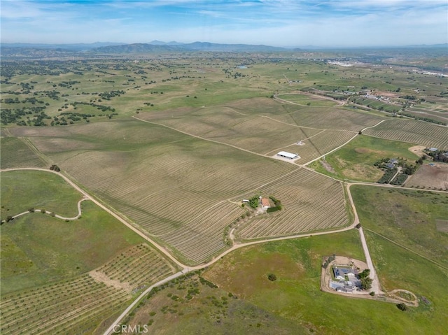 bird's eye view with a rural view and a mountain view