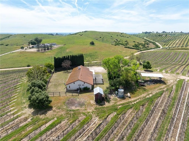 birds eye view of property with a rural view