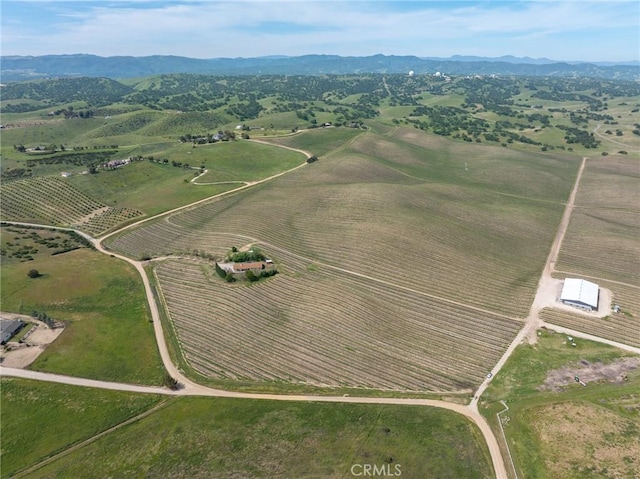 drone / aerial view with a rural view and a mountain view