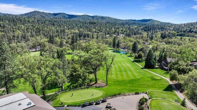 birds eye view of property featuring a mountain view