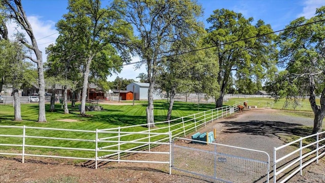 view of yard with a rural view