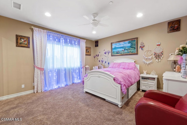 bedroom with carpet and ceiling fan