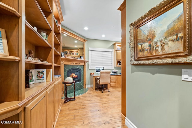 corridor featuring light hardwood / wood-style flooring