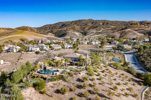 drone / aerial view with a mountain view