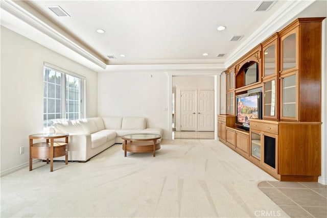 7264 W 88th Pl, Los Angeles, CA 90045 - living room with light carpet, recessed lighting, and baseboards