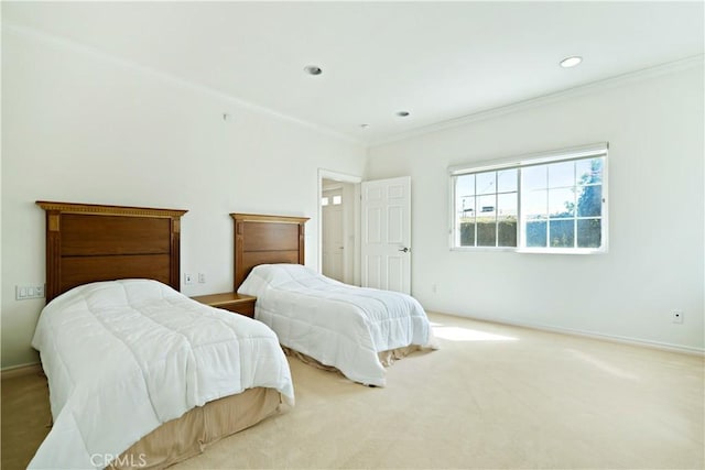 7264 W 88th Pl, Los Angeles, CA 90045 - bedroom with ornamental molding, carpet, baseboards, and recessed lighting