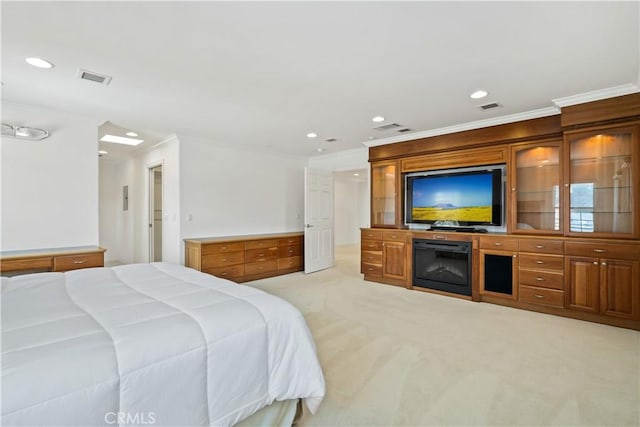 7264 W 88th Pl, Los Angeles, CA 90045 - bedroom with recessed lighting, light carpet, and crown molding