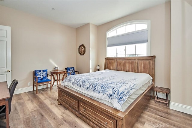 bedroom with light hardwood / wood-style flooring