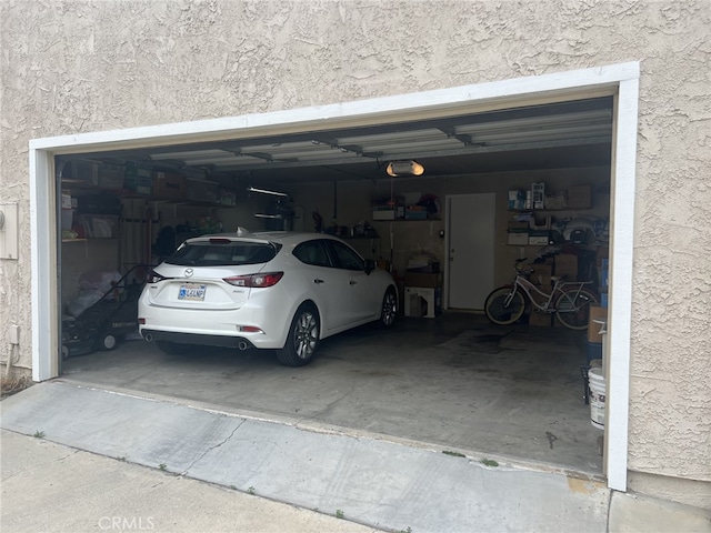 garage with a garage door opener