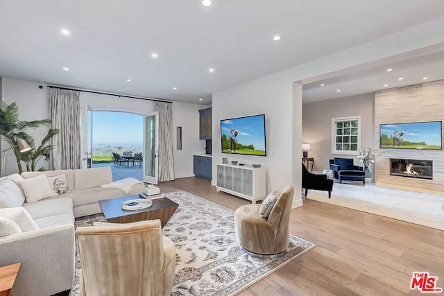 living room with wood-type flooring