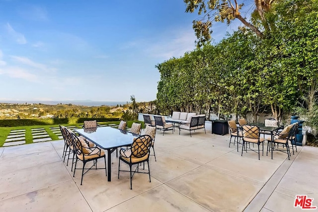 view of terrace with an outdoor hangout area