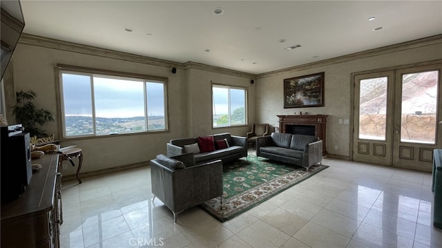 view of tiled living room