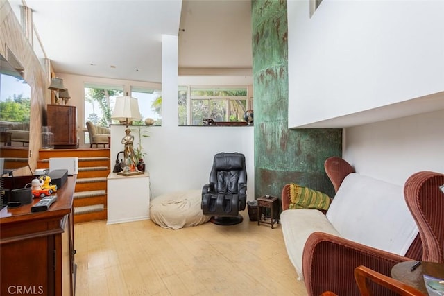 living area with light wood-type flooring