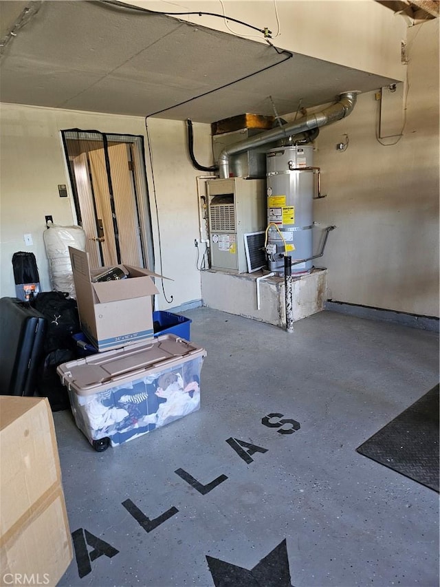 interior space with strapped water heater