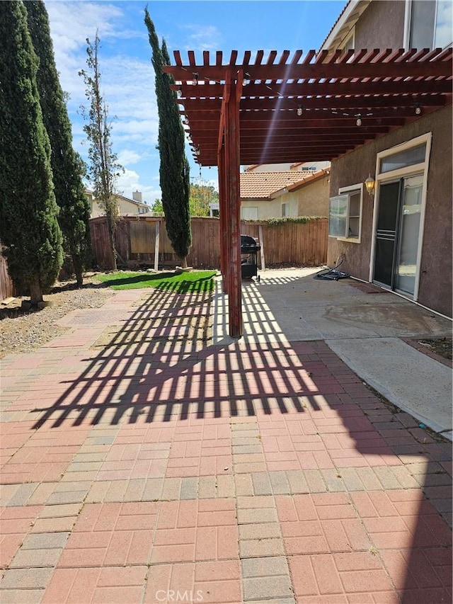 view of patio / terrace featuring a pergola