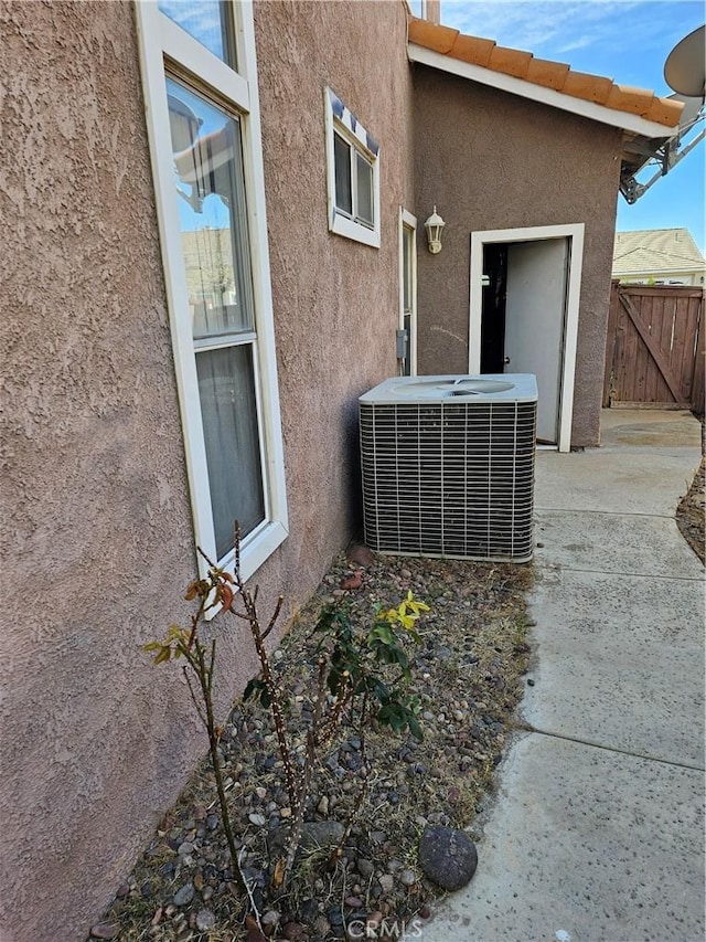 exterior space featuring central air condition unit