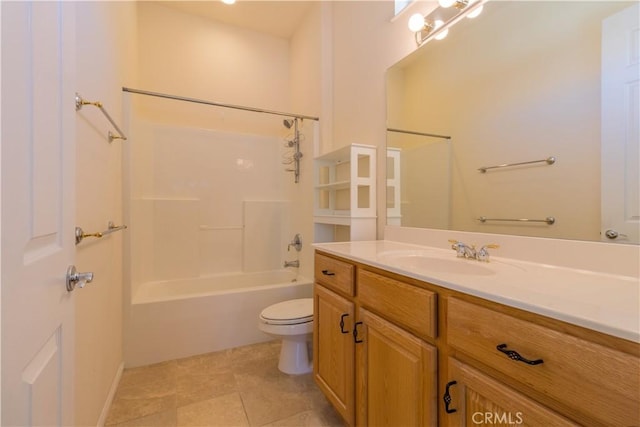 full bathroom featuring vanity, toilet, and shower / bath combination