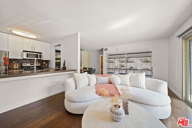 living room with hardwood / wood-style floors