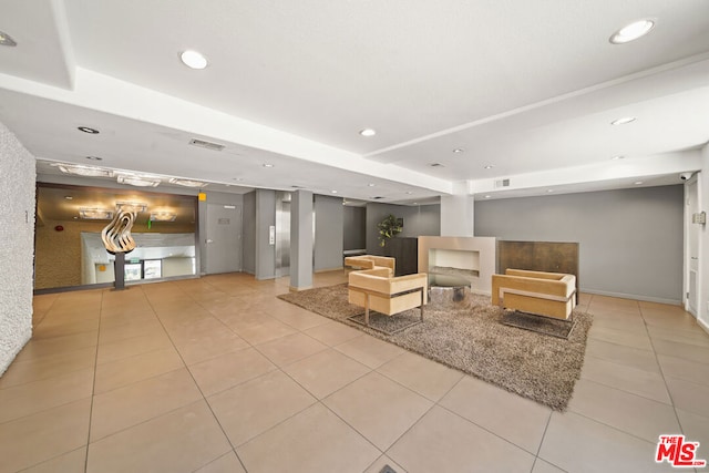 view of tiled living room